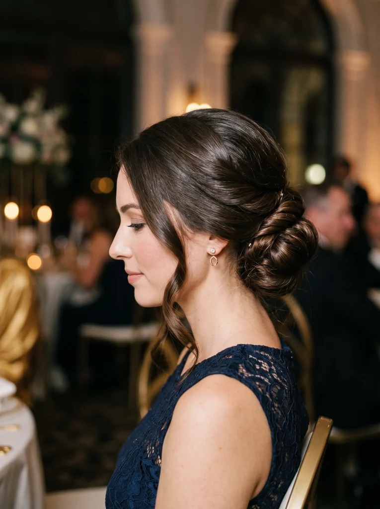Low twisted chignon updo
