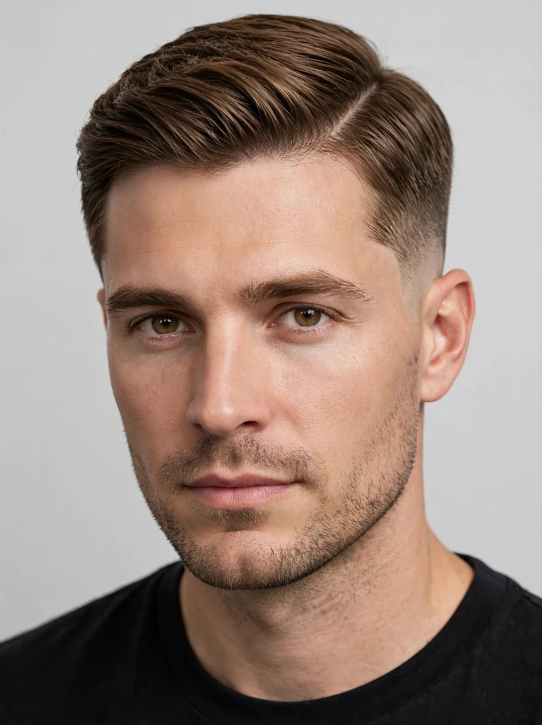 Man with a low fade Ivy League haircut