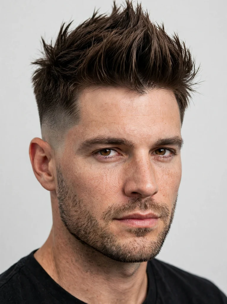 Man with a low fade faux hawk