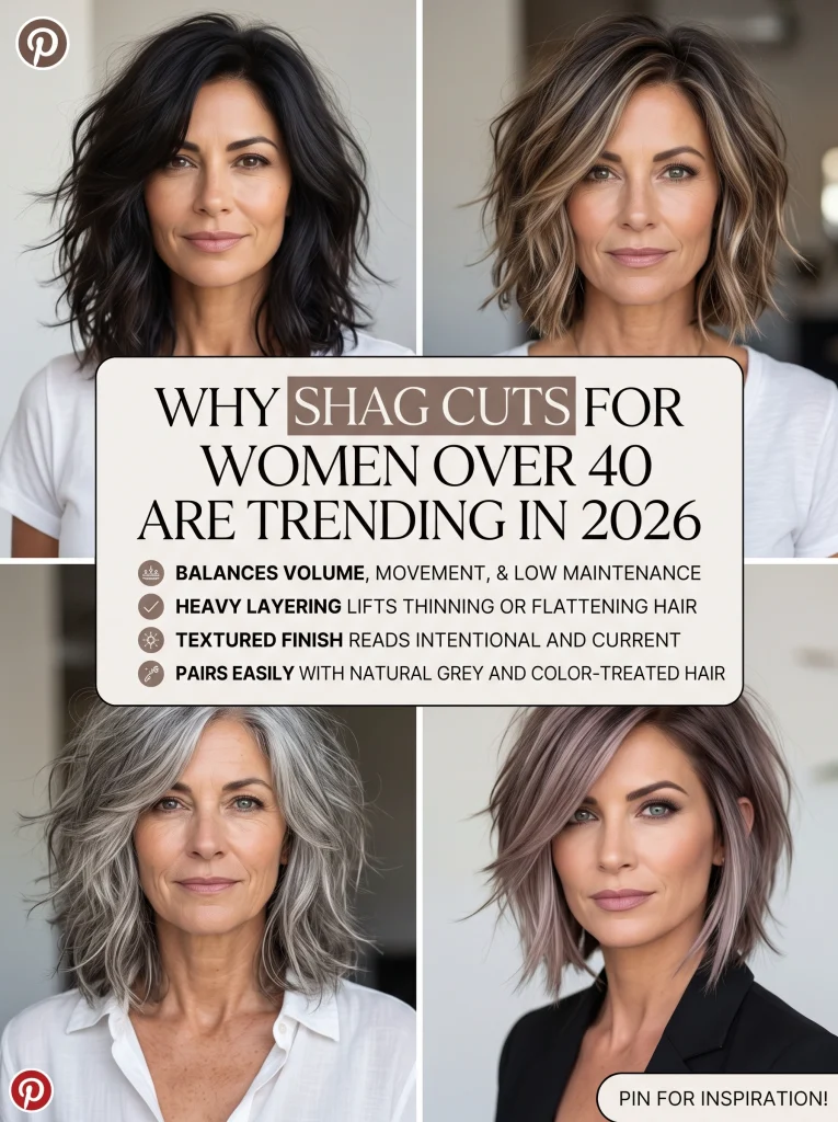 Modern shag cuts for women over 40 trending in 2026