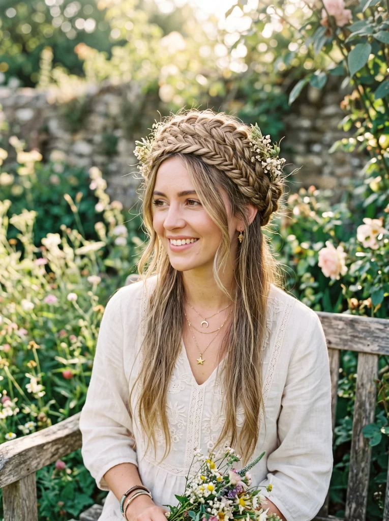 Woman with a braided crown updo