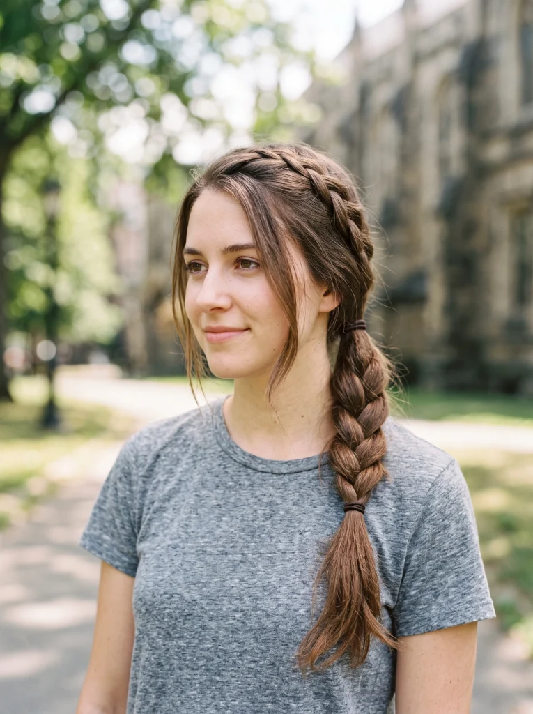 Quick braided ponytail hairstyle