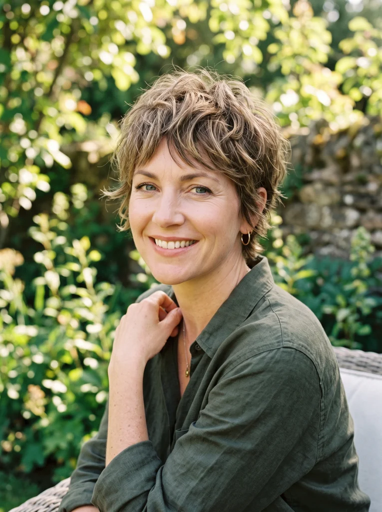 Textured pixie shag haircut for a mature woman