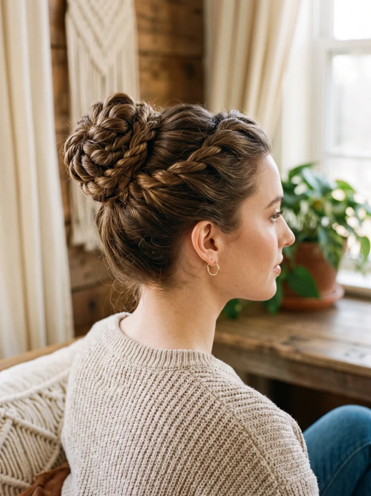 Woman with a rope twist bun