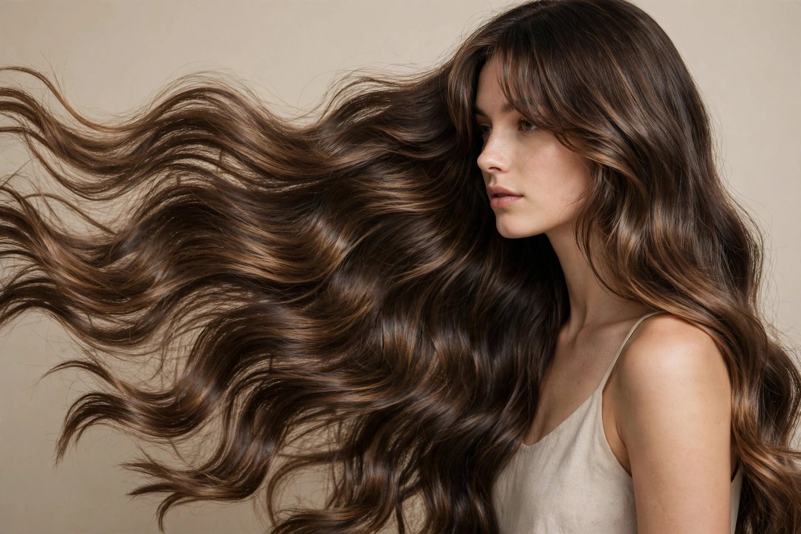 Long mermaid beach waves with face-framing curtain layers