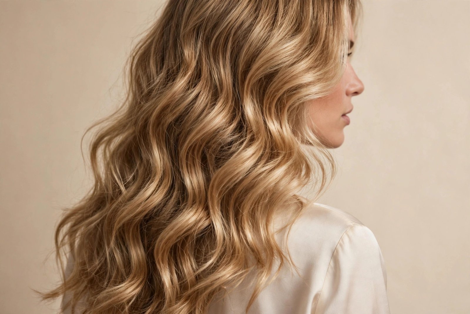 Woman with beautiful finished beach waves hairstyle