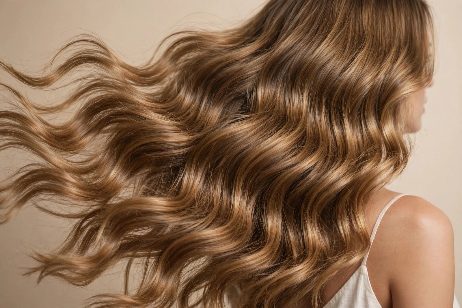 Healthy glossy beach waves showing well-maintained wavy hair