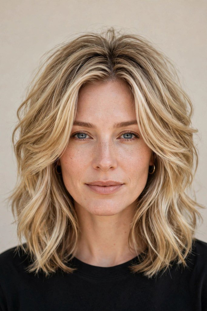 Layered Blonde Lob