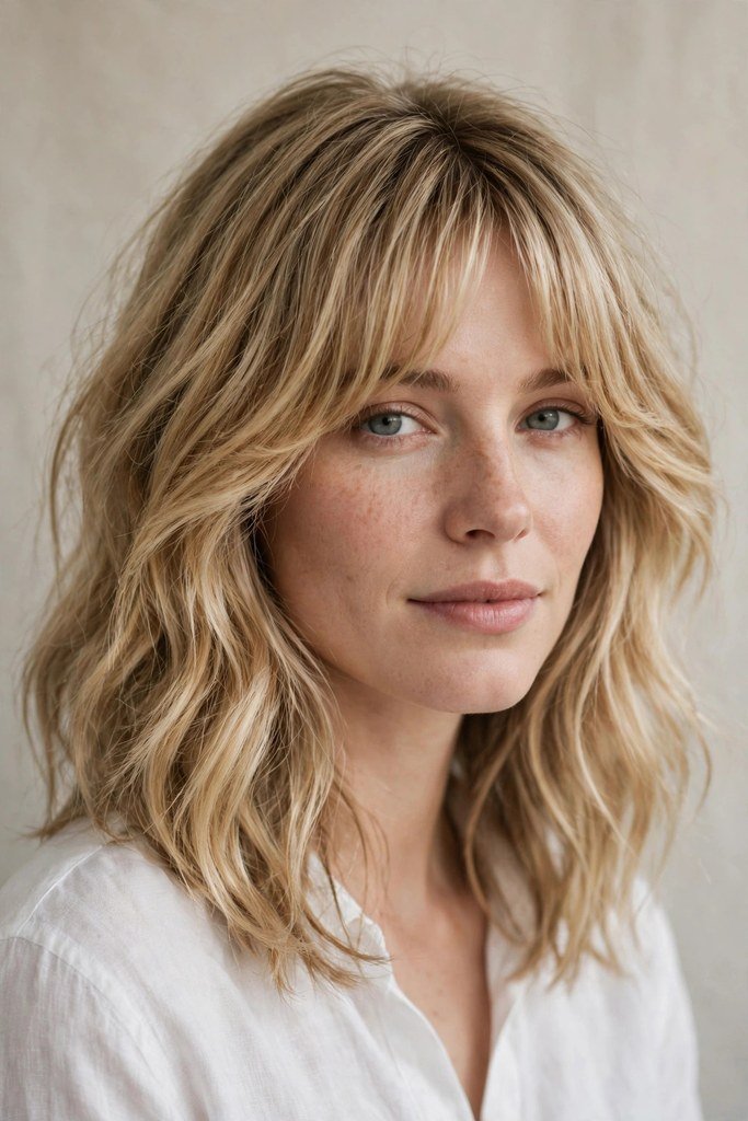 Blonde Hair with Curtain Bangs