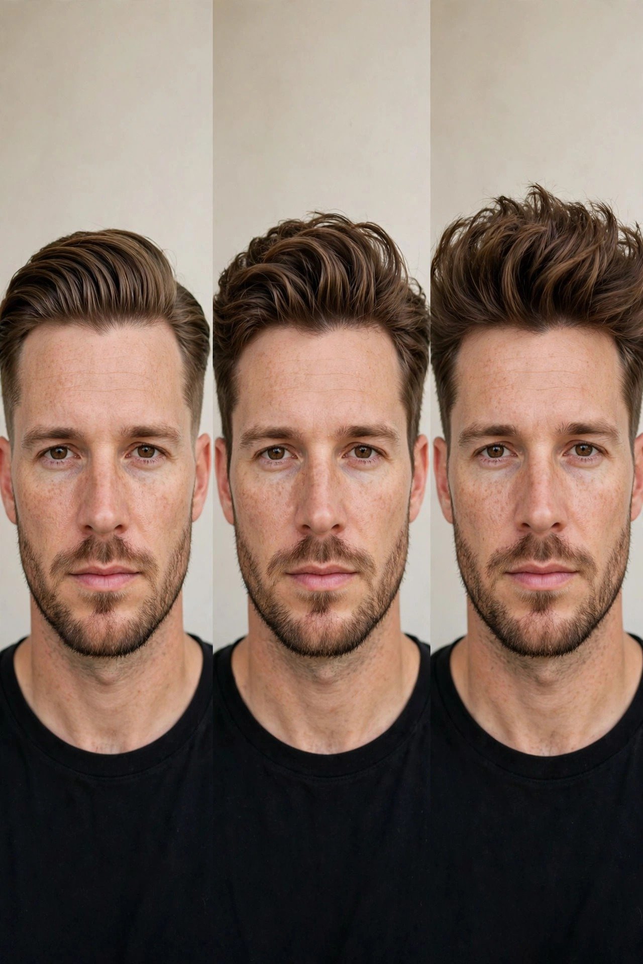 Three classic blowout taper variations showing different volume levels on the textured top