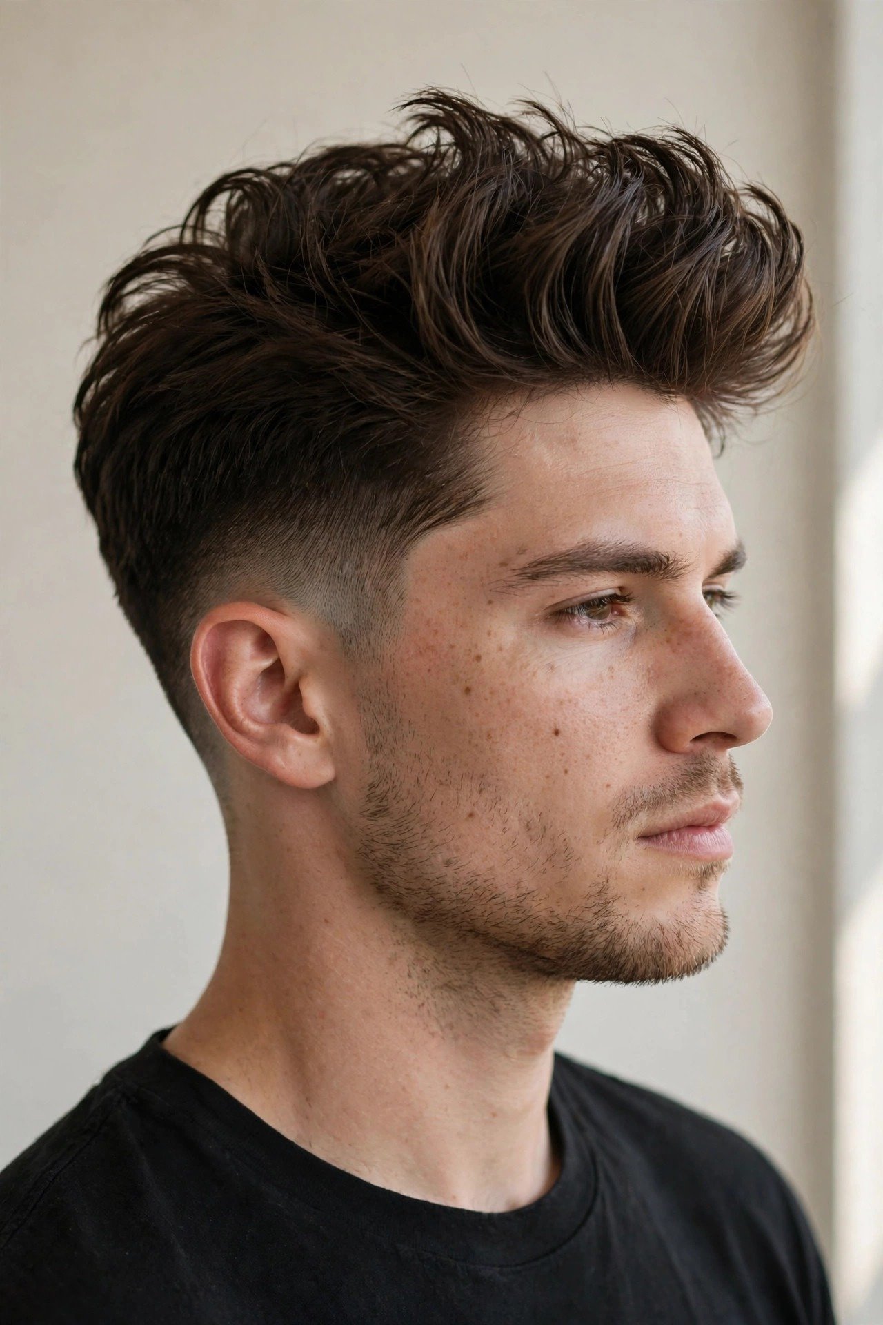 Freshly maintained blowout taper with crisp tapered edges and full styled volume on top