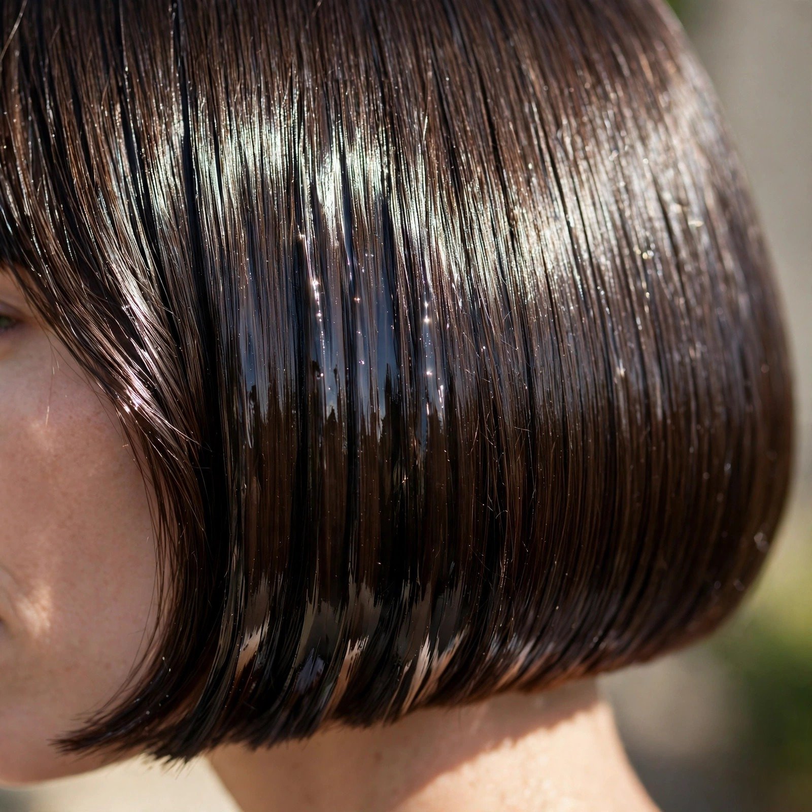 Blunt bob with glossy finish