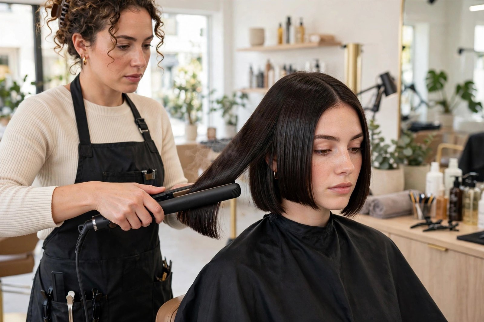 Styling a blunt bob with a flat iron