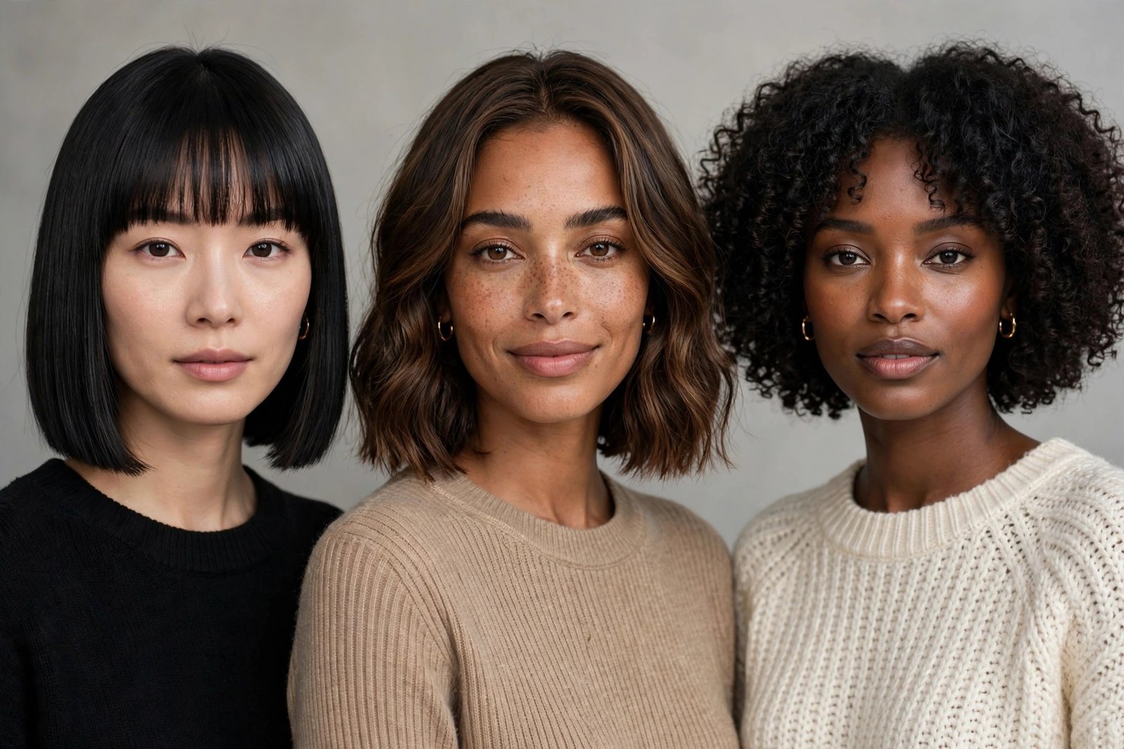 Blunt bob on straight, wavy, and curly hair