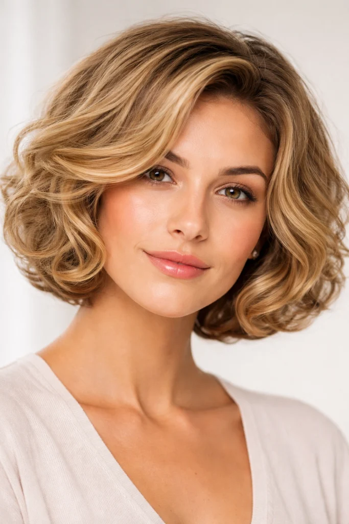 Bouncy blowout flippy lob with volume