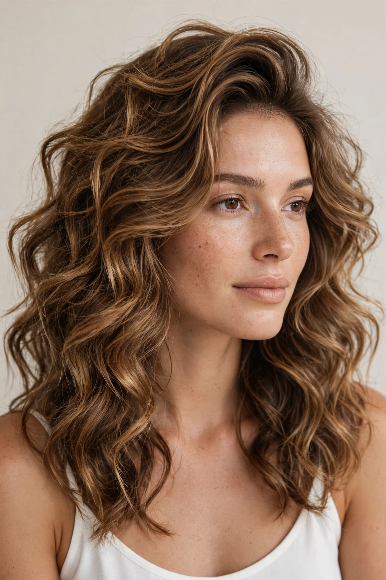 woman with loose wavy bouncy blowout, beachy volume