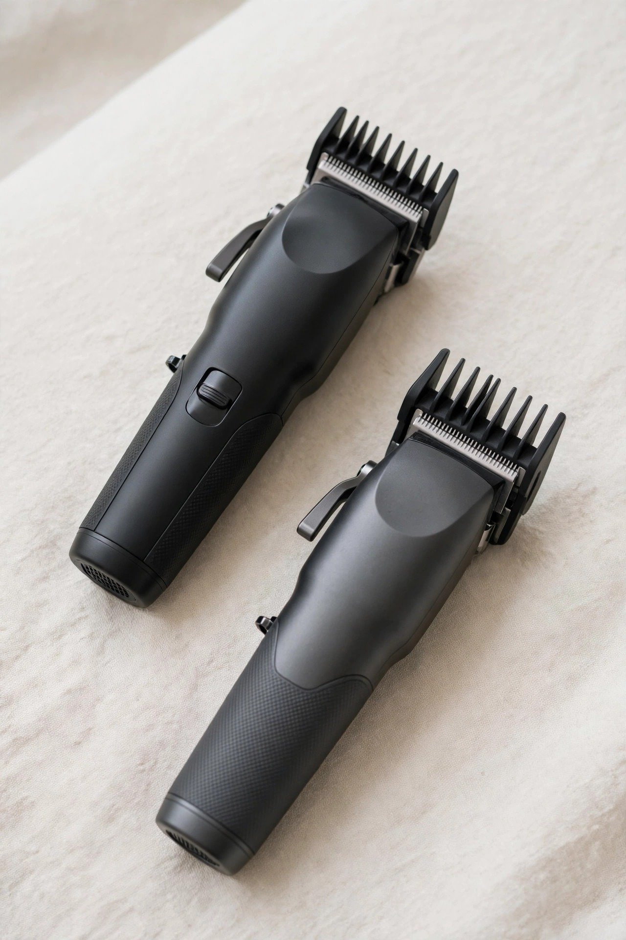 Wahl Magic Clip and Andis Master professional hair clippers with guard attachments for home buzz cuts
