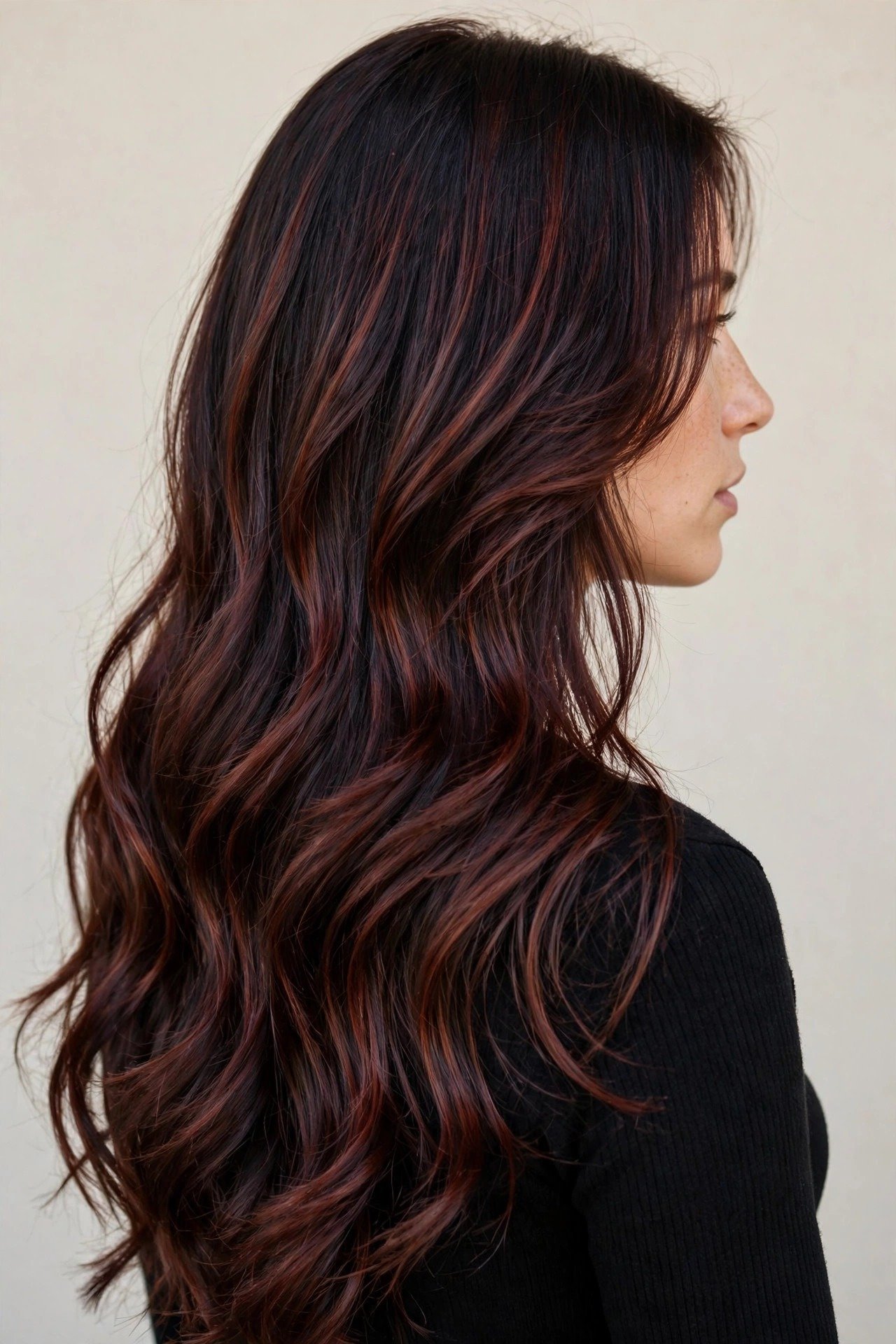 Subtle cherry cola tint showing soft red-brown dimension