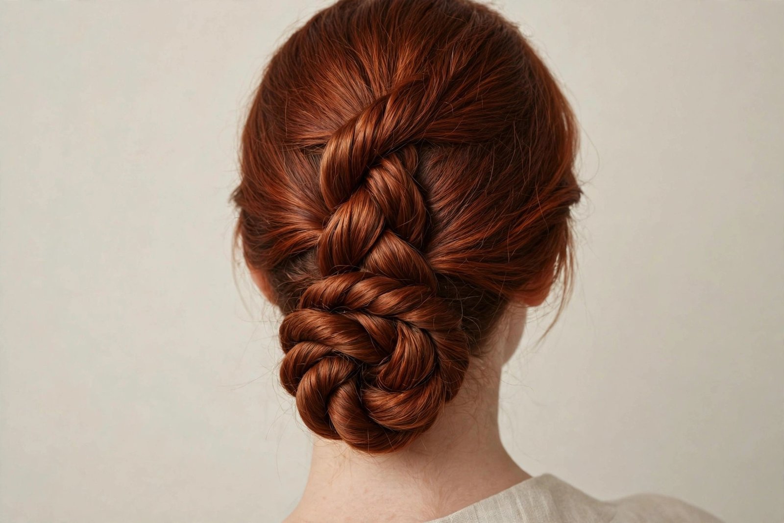 Twisted rope chignon hairstyle with rope-braid texture coiled into a low bun