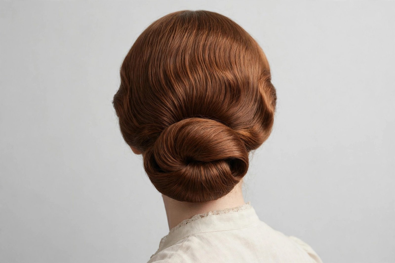 Gibson tuck chignon hairstyle, vintage rolled low bun inspired by the 1900s