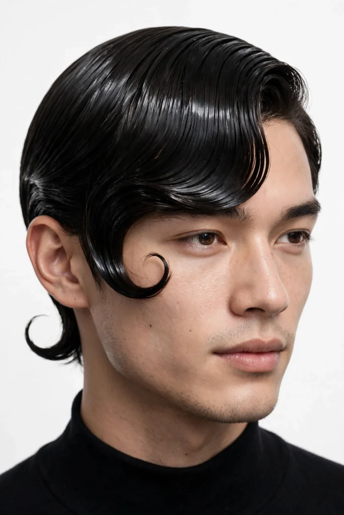 Polished glass-hair comma with ultra-smooth reflective shine