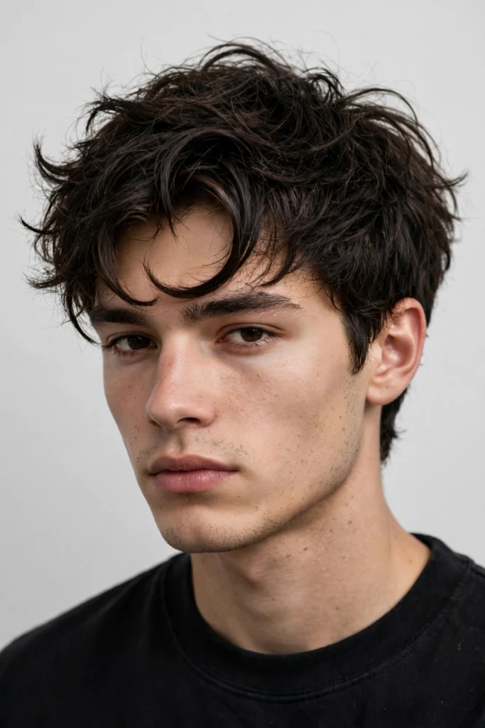 Textured messy comma hairstyle