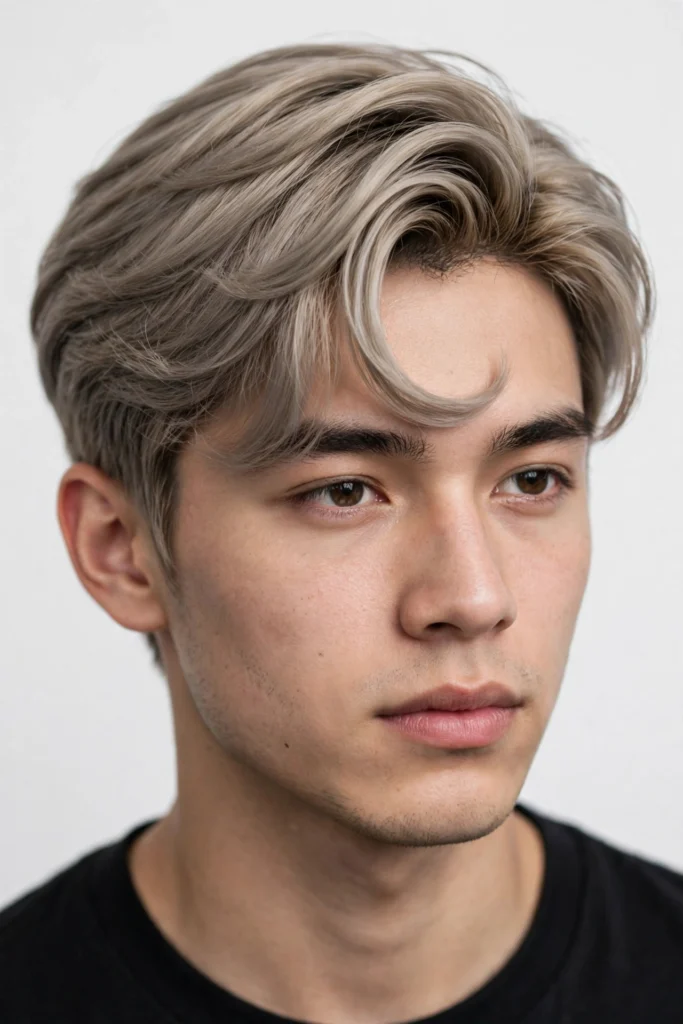 Ash blonde comma hairstyle