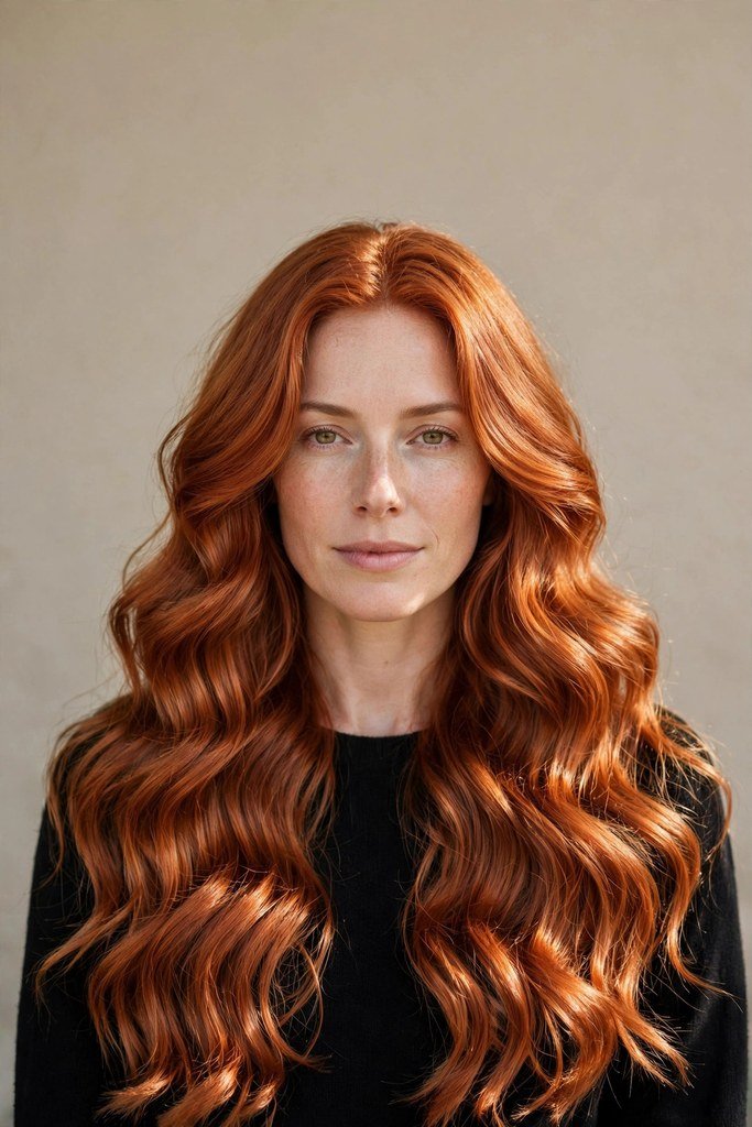 Woman with classic cowboy copper hair color