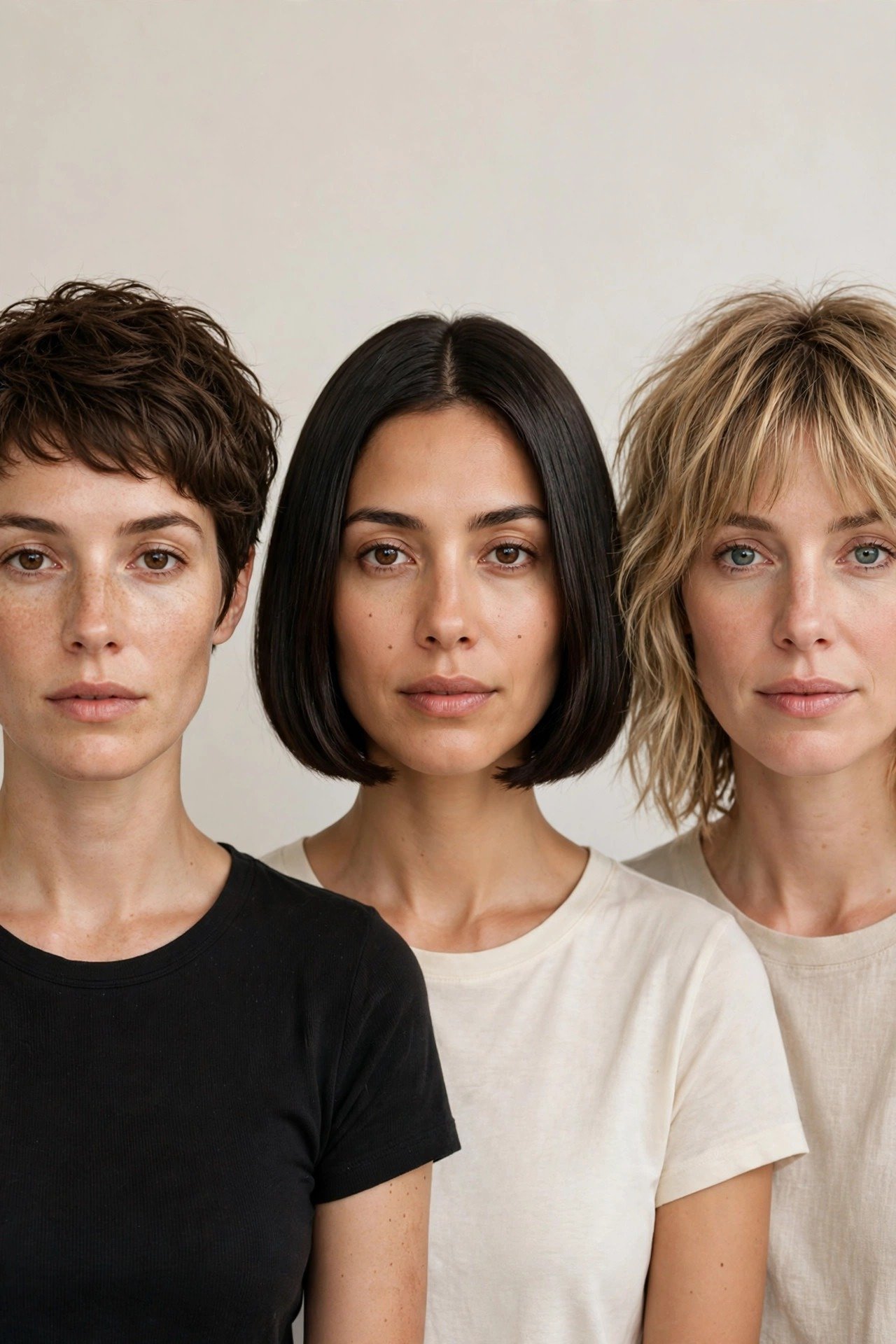 Side-by-side comparison of cub cut, classic bob, and shaggy haircut styles