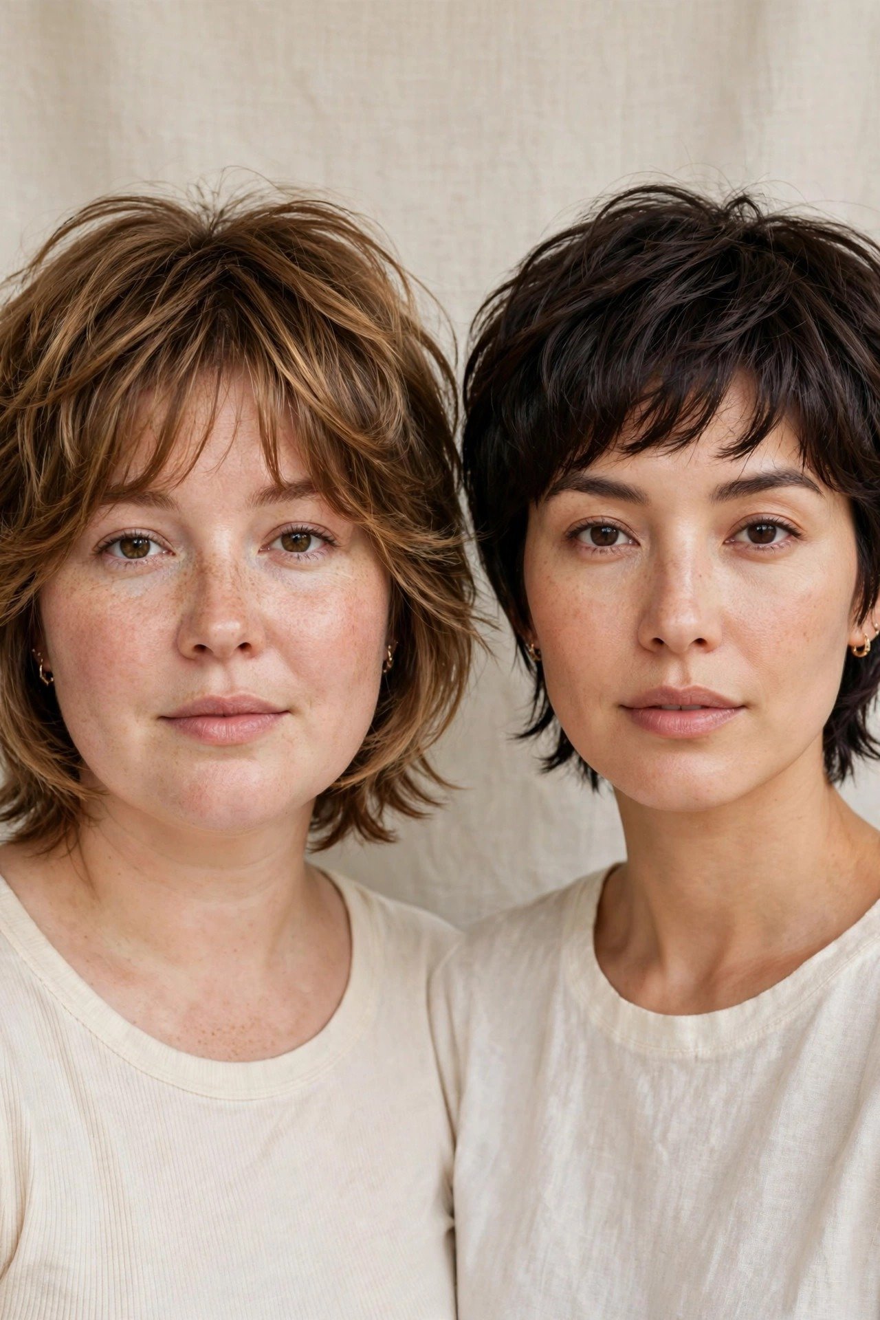 Cub cut adapted for different face shapes showing flattering layering variations