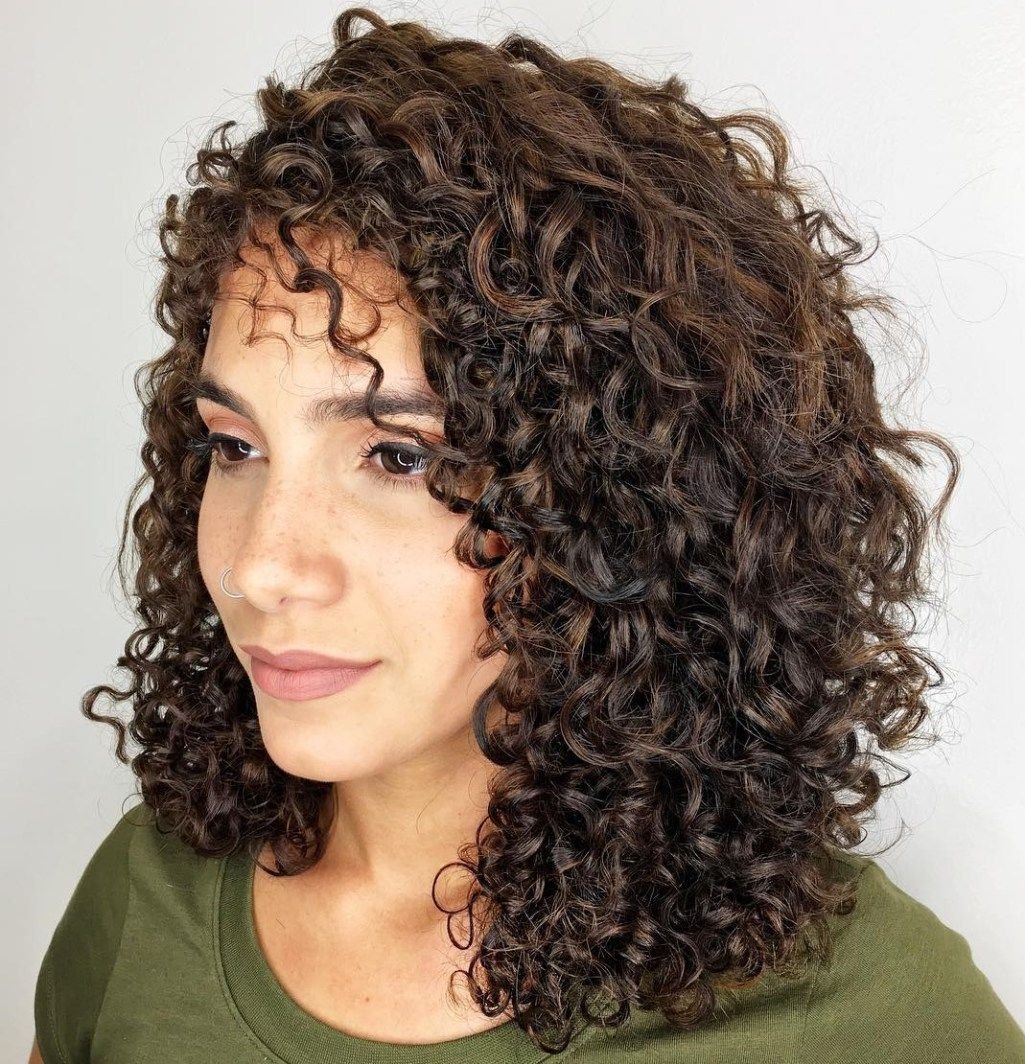Curly flippy lob with natural texture