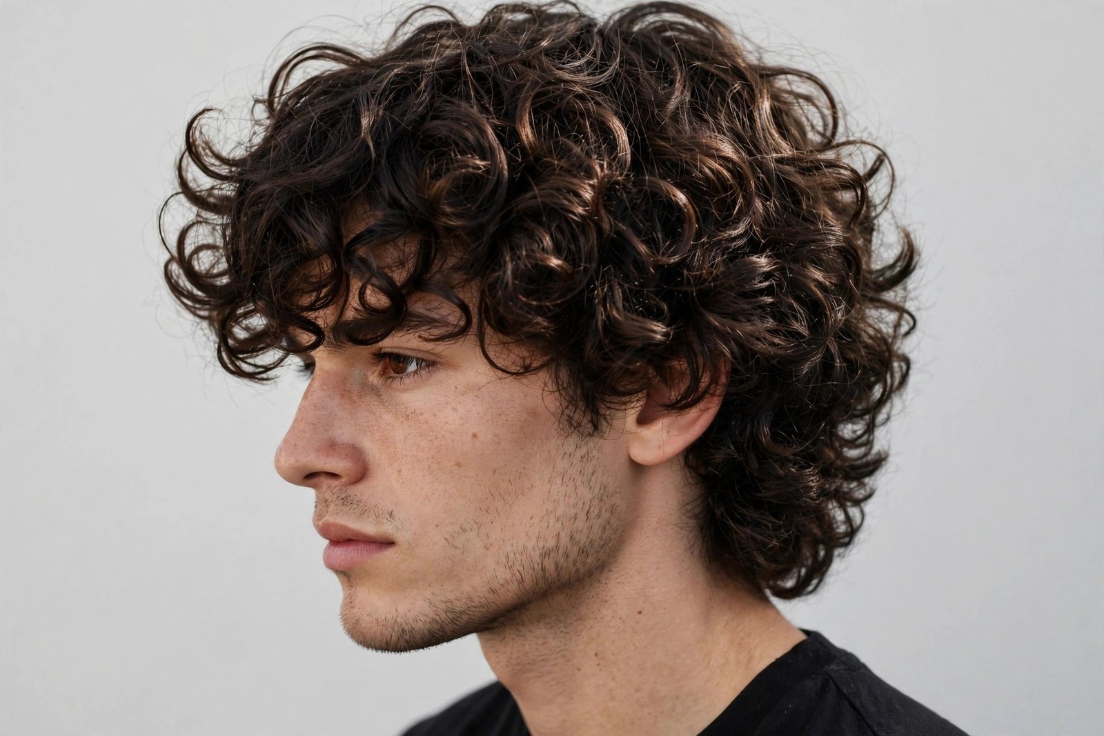 Collage-style overview of curly fringe men hairstyles 2026, multiple curl types and fringe lengths, editorial studio lighting