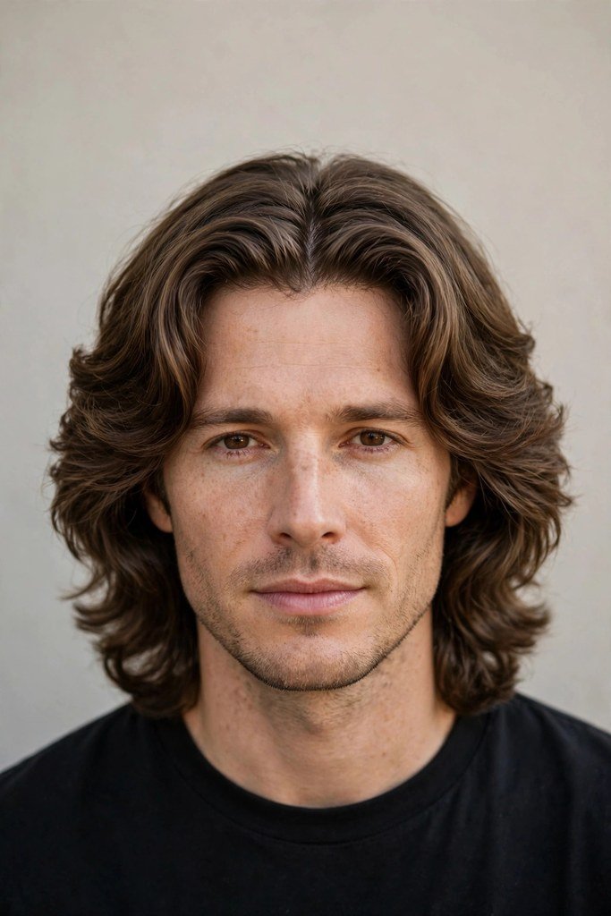 Classic middle-part curtain hairstyle for men