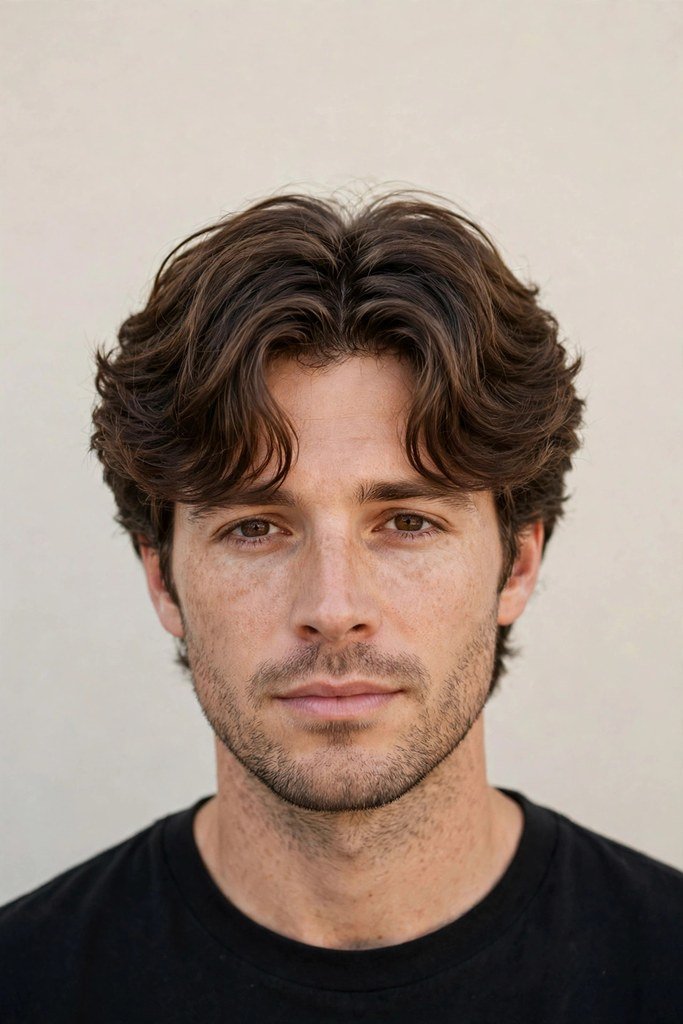 Curtain bangs with taper haircut for men