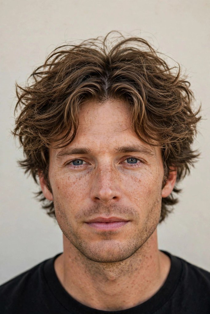 Messy curtain hairstyle for men