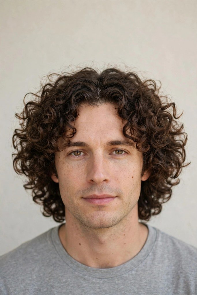 Curly curtain hairstyle for men