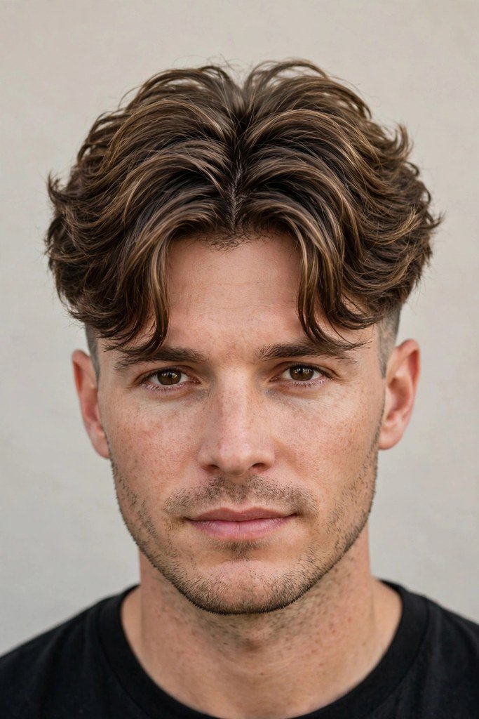 Curtain hairstyle with undercut for men