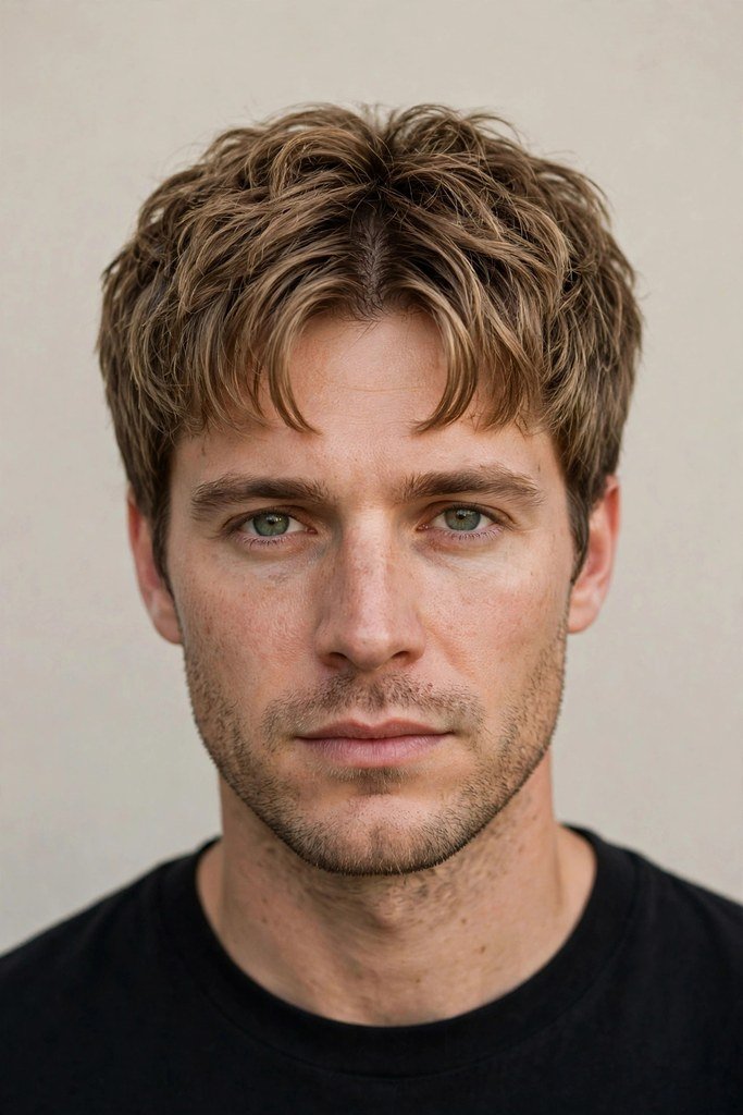Textured curtain crop haircut for men