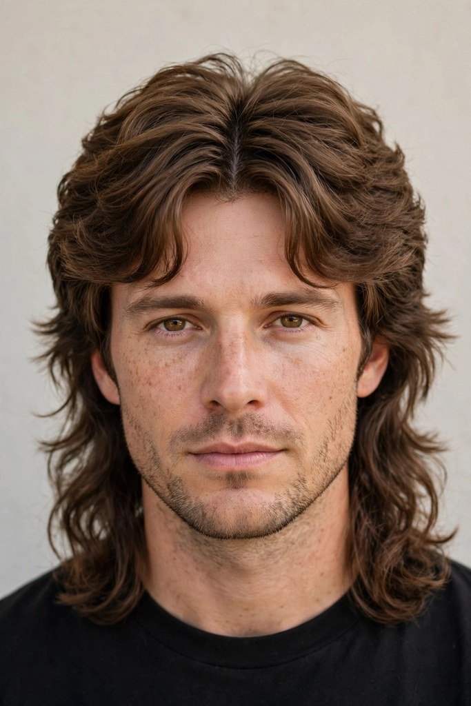 Curtain mullet blend hairstyle for men