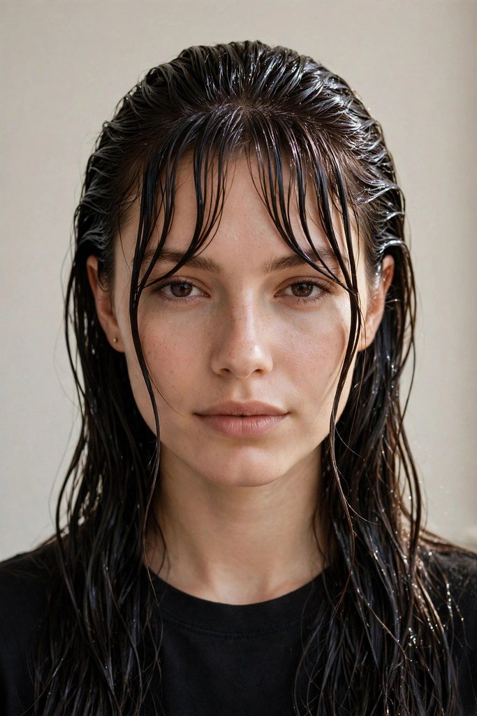 Top knot with curtain bangs