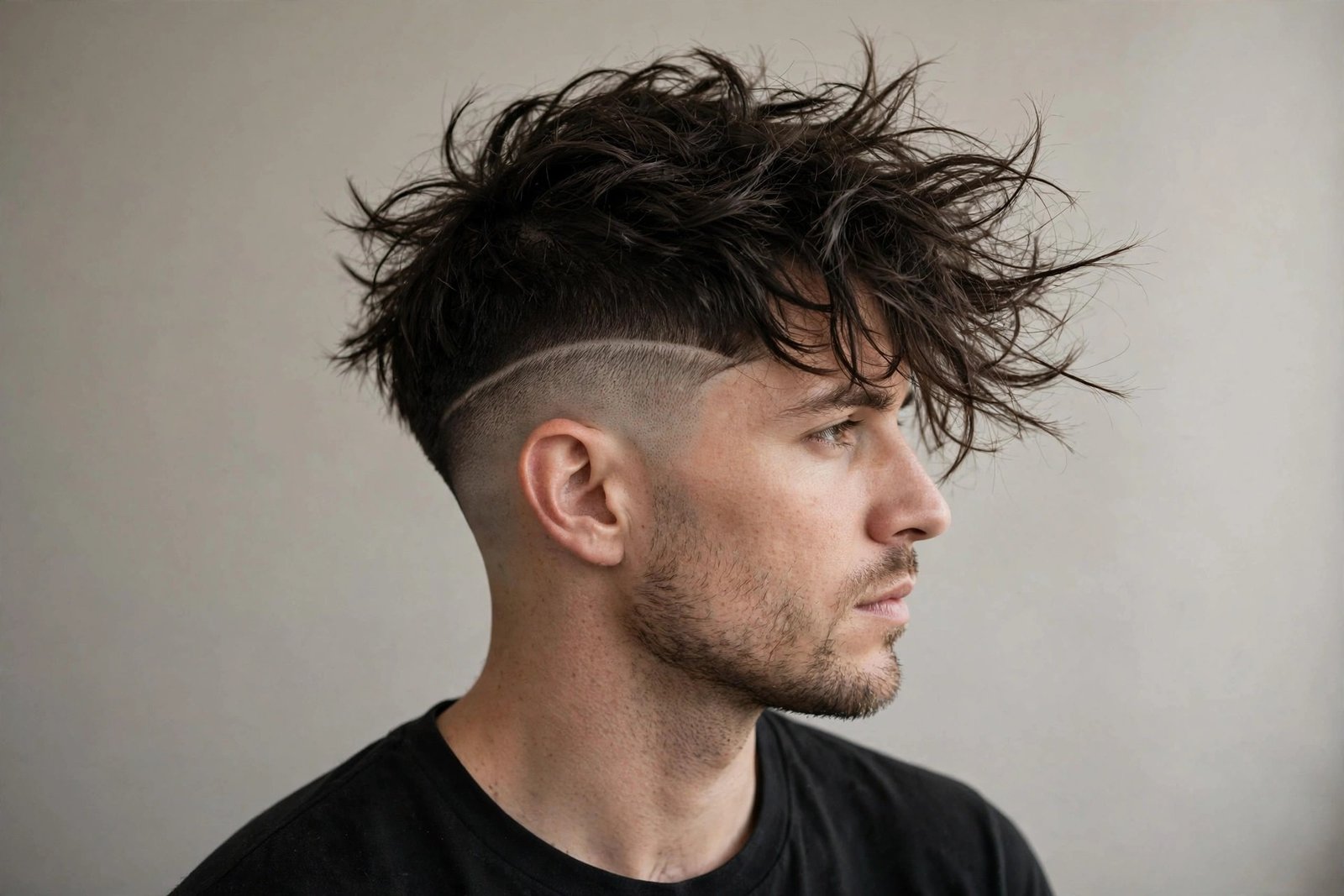 Textured messy disconnected undercut men with tousled matte top