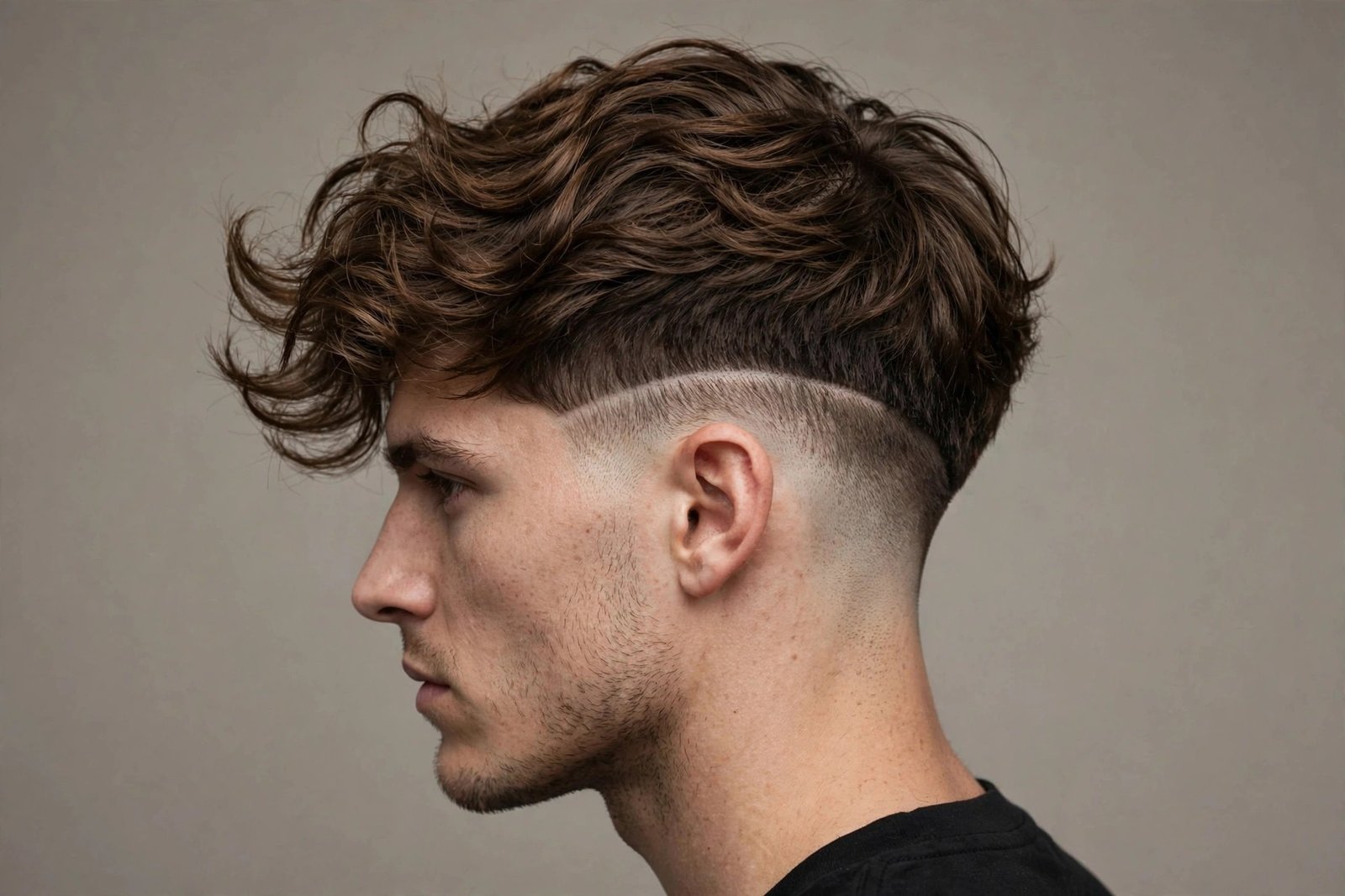 Wavy disconnected undercut men with flowing natural waves over tight sides