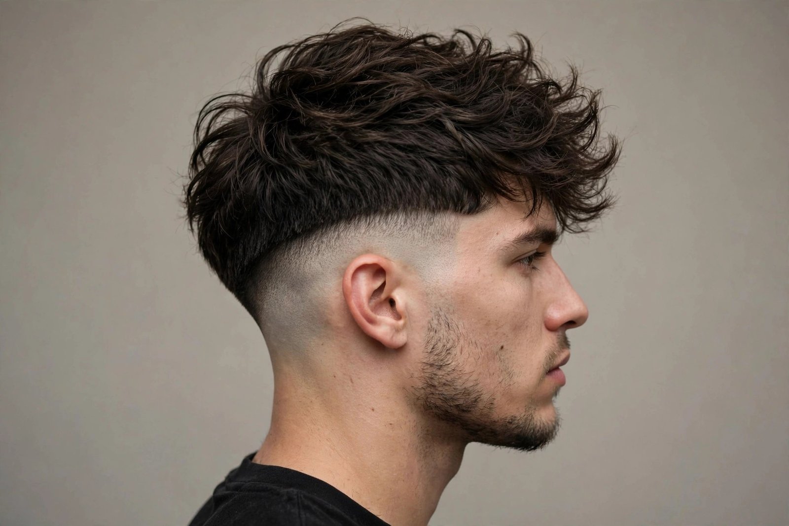 Skin fade disconnected undercut men with seamless fade below hard line