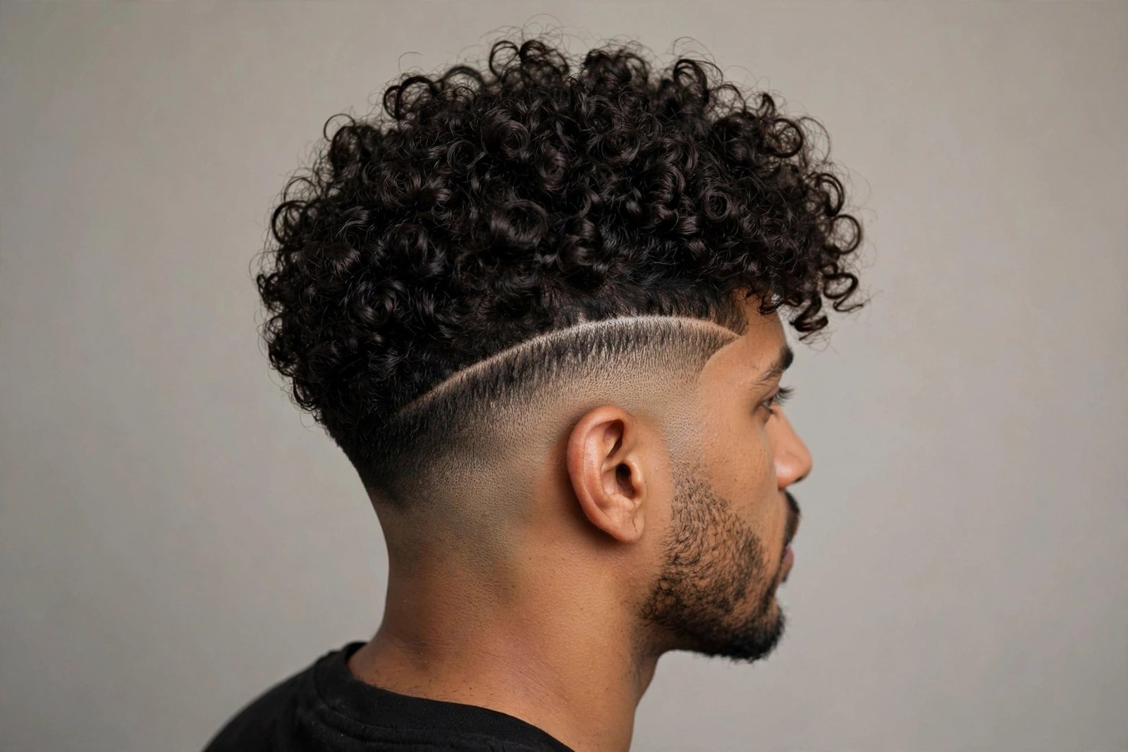 Coily curl disconnected undercut men with tight coils over tapered sides