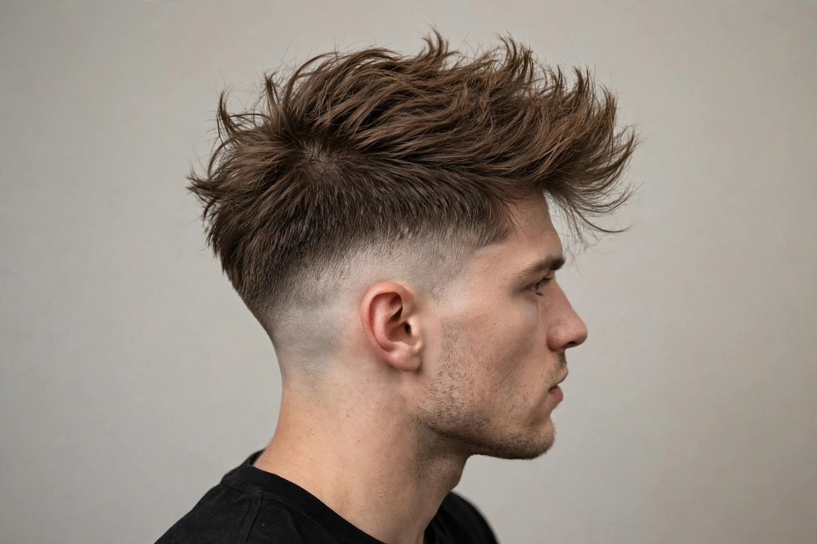 Fine hair volume disconnected undercut men with lifted textured top