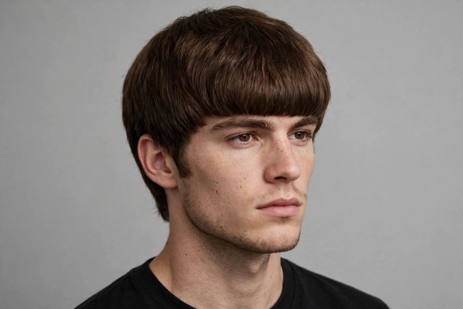 Taper Edgar cut men style with soft tapered sides and forward fringe
