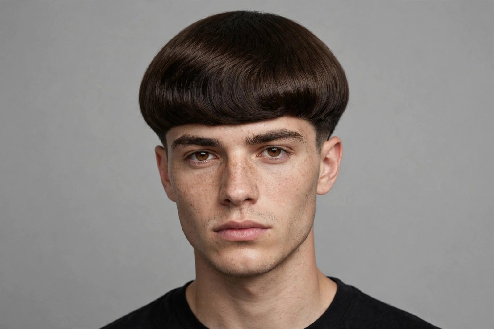 Bowl inspired Edgar cut men throwback with rounded heavy fringe