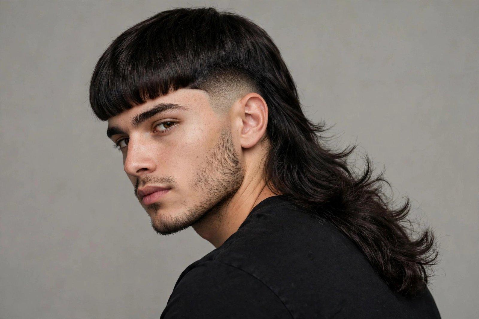 Edgar mullet hybrid cut men with fringe front and length at back