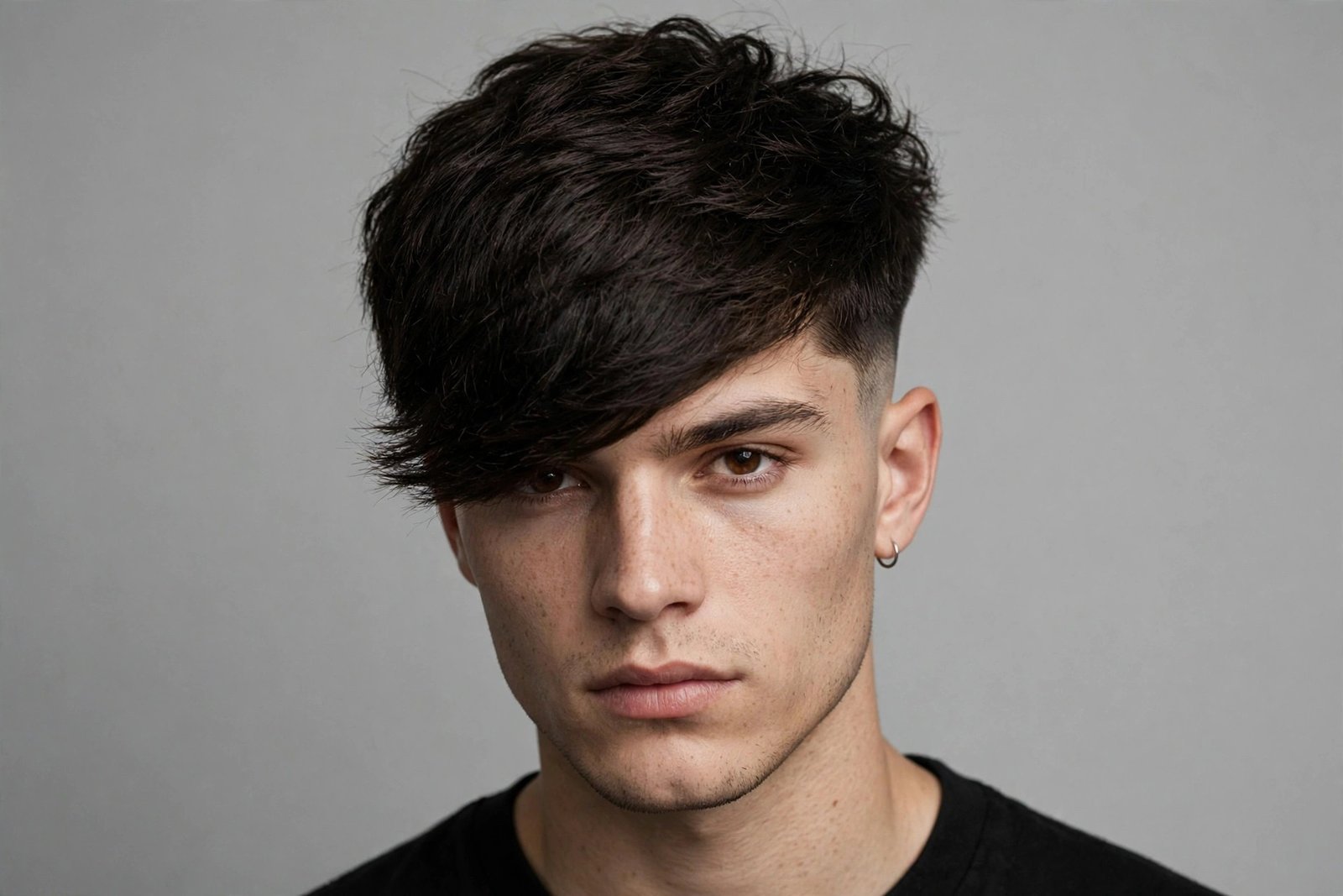 Side swept Edgar cut men with fringe angled to one side