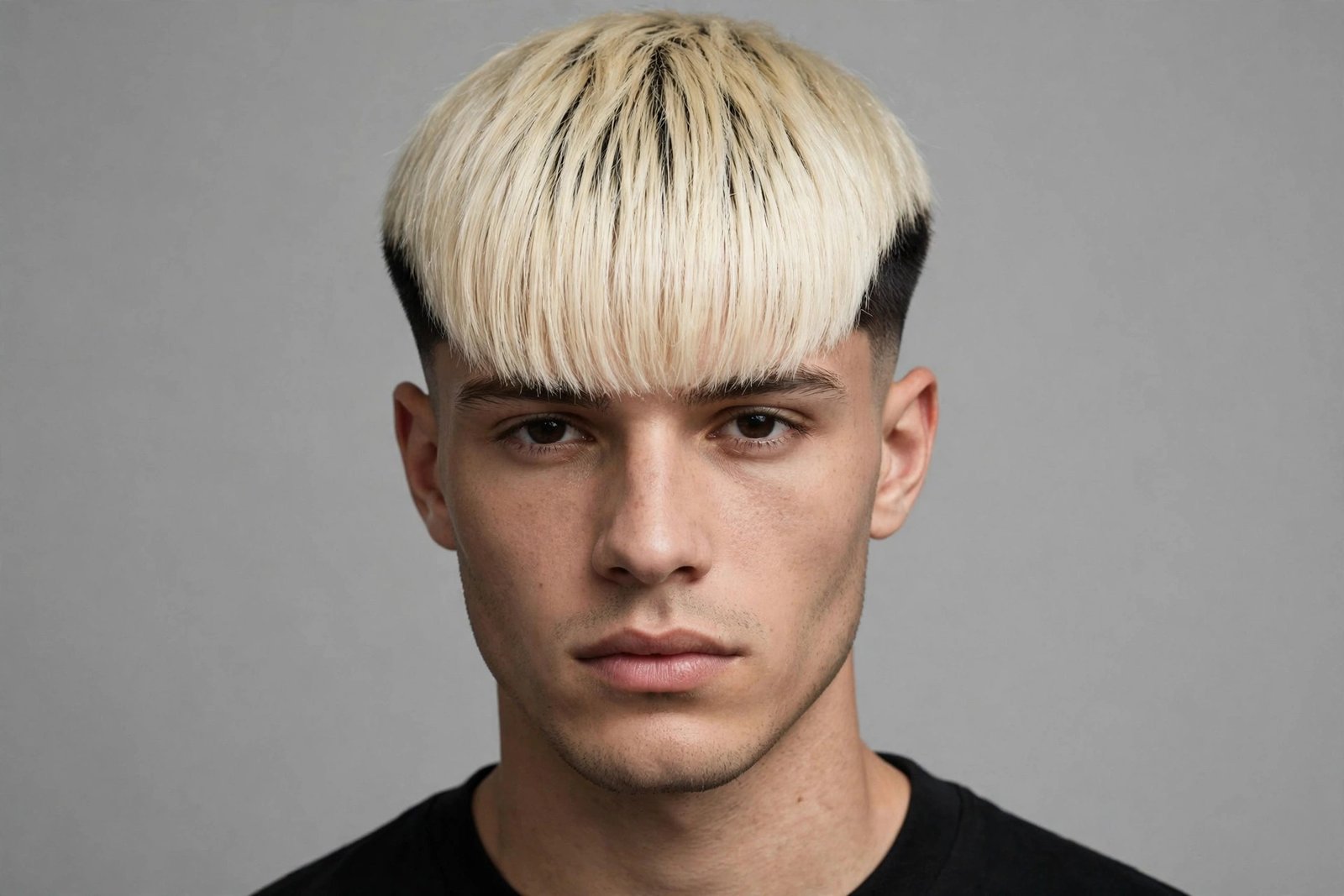 Edgar cut men with bleached blonde fringe and dark faded sides
